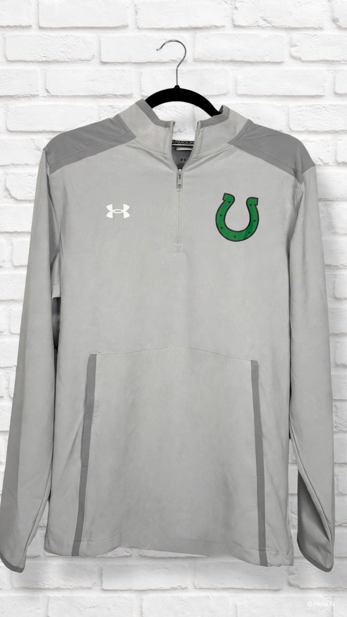 Long Sleeve Grey Half Zip with Horseshoe